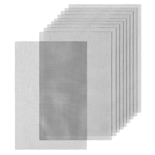 NQEUEPN 10pcs Flower Pot Hole Mesh Pad, 11.8x7.8 Inch Bonsai Mesh Drainage Screens Polyethylene Square Flower Pot Bottom Mesh Grid Plant Screen Mesh Mat for Garden Outdoor Potted Plants (Grey), Gray - color: Gray