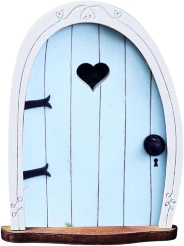 Blue Miniature Fairy Door for Tree, 3D Garden Decor, Bonsai Terrarium Micro Landscape Decoration Accessories Garden Miniatures