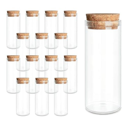 JIUYUE 15-Pack 1.35 oz (40ml) Glass Bottles & Test Tubes with Cork Stoppers - color: 15pcs