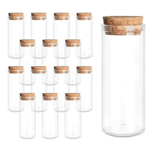 JIUYUE 15-Pack 1.35 oz (40ml) Glass Bottles & Test Tubes with Cork Stoppers - color: 15pcs