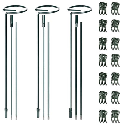 Mwellewm 3 Sets Plant Stakes 12/25/36 Inch Adjustable Plant Support Stakes Tall for Indoor Outdoor Plant Holder Stick Steel Garden Stem Pole Amaryllis Stakes with 15 Clip for Tomato Orchid Lily Flower - size: 3 pcs set