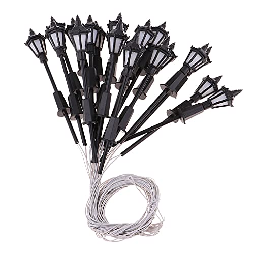 Amagogo 20pcs 1/100 3V HO Scale Miniature Street Lights Railway Train LED Lamp Post Single Head Garden Landscape Decoration for Diorama Sand Table