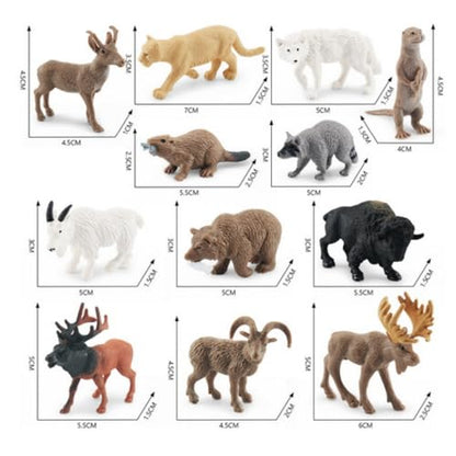 Realistic Jungle Animal Figurines，Forest Animal Toys Figures, Realistic Woodland Creatures Figurines, Plastic Animals Miniature Toys Cake Topper Supplies for Kids Toddlers 12 pcs