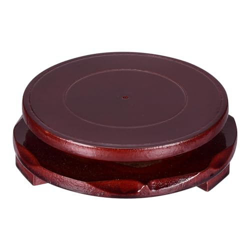 PATIKIL Planter Display Stand, 5.1 Inch Dia Round Bonsai Stand Imitation Wood Style Rotatable Home Decor Display for Table Lamp Teapot Base - size: 5.1 Inch