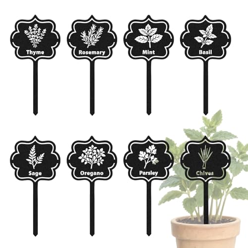CUTHOLLOW 8PCS Herb Garden Markers, Metal Herb Labels | 3.5"x7" Waterproof Metal Herb Markers, Herb Markers for Outdoor Garden, Herb Garden Labels, Garden Signs & Tags - style: Herbs