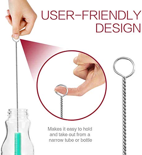 Long Straw Brush Cleaner (10 Pack), Flexible Nylon Tube Cleaning Brushes with 0.4" Bristles, Rust-Proof Stainless Steel Wire Washer for Reusable Tumblers, Sports Bottles & Pipes (10 Inch) - color: Green