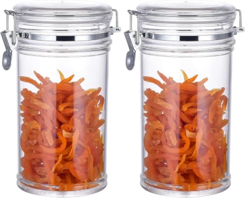 64 oz Reinforced Large Acrylic Canister with Locking Clamp, Airtight Flip Jar | Food Storage Container for Flour, Sugar, Coffee, Candy, Cookie etc (Pack of 2) - size: Clamp 1900 ml (Pack of 2)
