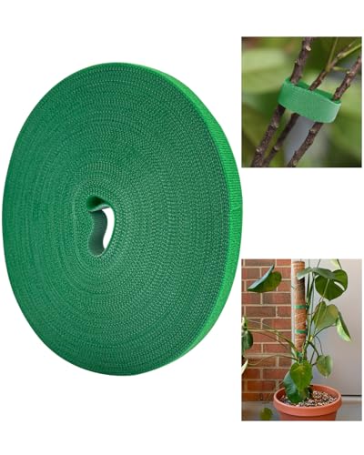 65.6 Ft Plant Ties Garden Tape, Reusable Adjustable Plant Clips for Climbing Plants, Green Nylon Self Adhesive Plant Twist Tie Strap to Support Gardening Plants