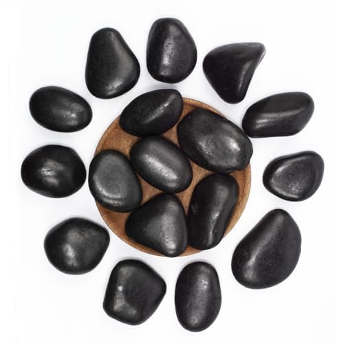 20 lbs Black River Rocks - Large Polished Black Pebbles for Plants & Garden Decorative Stones，2-3" Polished Pebbles for Landscaping, Fish Tanks, Flower Pots, Water Fountains - color: Black, size: Weight: 20 LB