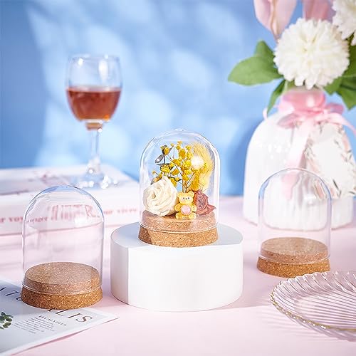 BENECREAT 4 Set Dome Display Glass Jar with Cork, 2.57x3.6inch Tabletop Centerpiece Cloche Bell Jar for Flower Plants, Specimens, Crafts Decorations (Pack of 3) - size: 2.5x3.6" (Pack of 3)