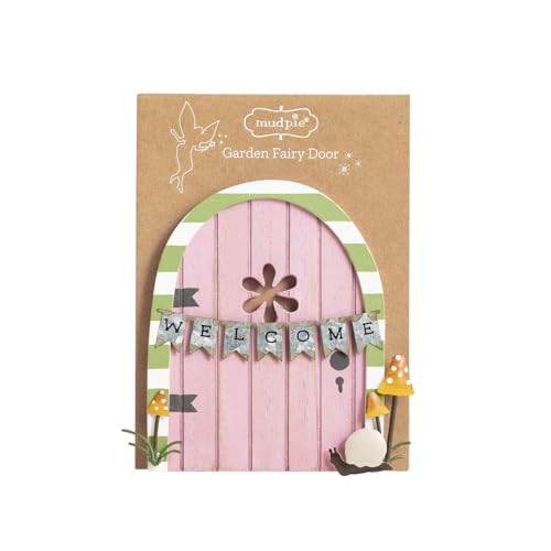 Mud Pie Pine Wood Pink Garden Fairy Door - color: Pink