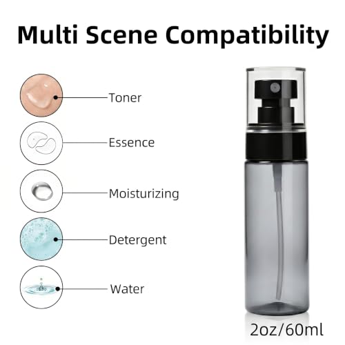 3 Pack Small Spray Bottle 2oz / 60ml, Fine Mist Mini Water Spray Bottles | Leak Proof, Travel Size, Ideal for Toner, Hair Care, Watering Plants & Cleaning