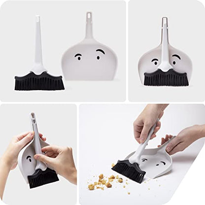 Peleg Design Dustache Small Dustpan and Brush Set, Mini Broom and Dustpan Set, Mustache Design, Small Broom and Dustpan Set, for Home & On-The-Go - color: Black