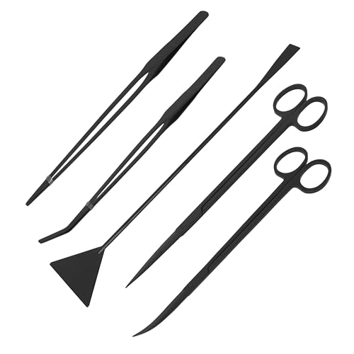 Mandala Crafts Black 12 Inch Aquascaping Tool Kit for Aquarium Terrariums - color: Black 5-in-1 Kit, size: 12 Inches