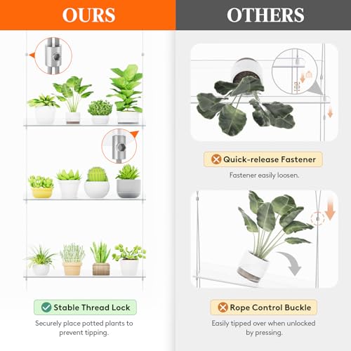 Lifewit 2-Tier Window Plant Shelves, 15" Acrylic Adjustable Hanging Shelf | Versatile Hanger for Small Plants or Display Figurines, Window Sill Extender for Micro Greens, Herb Planters & Seedling Pots - size: 2-Tier