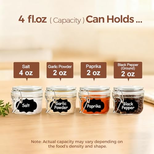 ComSaf Small Glass Spice Jars with Airtight Lids 4 oz 12 Pack Mason Pantry | Seasoning herbs powders, Salt pepper chili, Spice rack cabinet organization, Wedding favors, DIY crafts - size: 4oz*12
