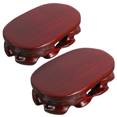 Luxshiny Oval Wood Display Base Wooden Display Stand for Small Statue Figurine Planter Pot Vase Crafts Rustic Home D Cor Riser 3.93 X 2.36 X 0.78 in 2 pcs