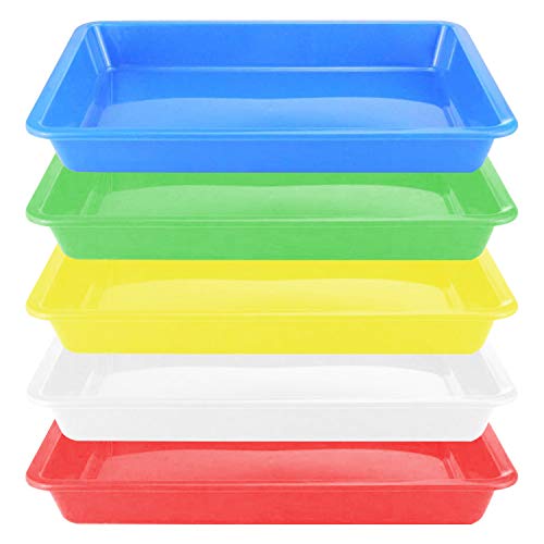 Plastic Art Trays - 5 Piece Stackable Activity & Craft Organizer, Serving & Jewelry Tray for DIY Projects, Painting, Beads (11 x 8.3 x 1.2 inch) - size: 11 x 8.3 x 1.2 inch