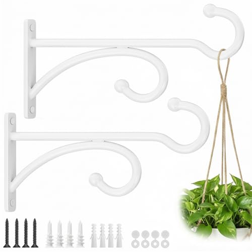 2Pack 6 Inch Plant Hangers Outdoor, Wall Hooks for Hanging Planters Baskets - size: 6Inch 2Pack-White