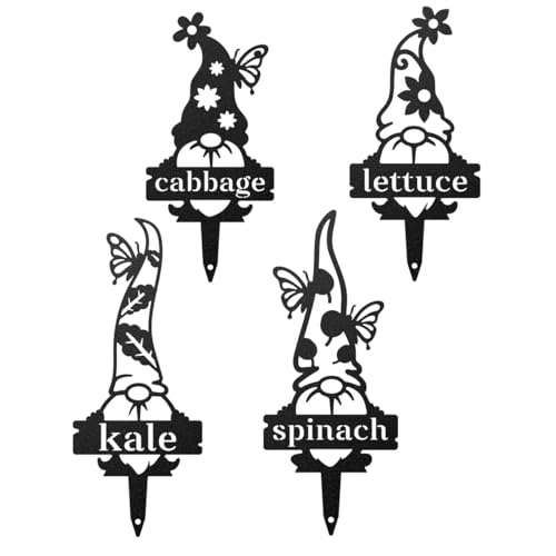 RealSteel Personalized Gnome Garden Labels – 5 Pack Metal Plant Markers | Custom Vegetable, Herb & Flower Garden Stakes for Outdoor Plants | Weatherproof Garden Décor | Gardening Gift | Made in USA