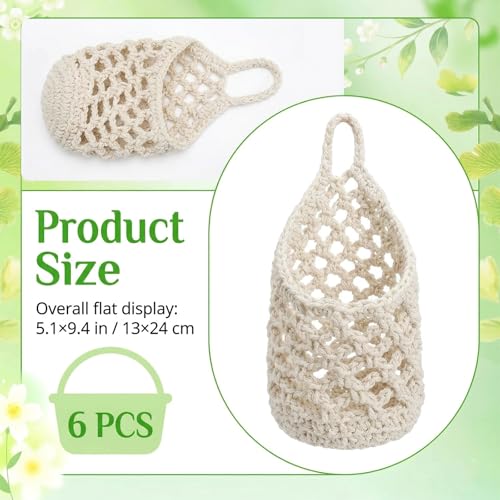 6 Pack Macrame Plant Hangers, Small Hanging Planters for up to 5 Inch Pot - color: Beige
