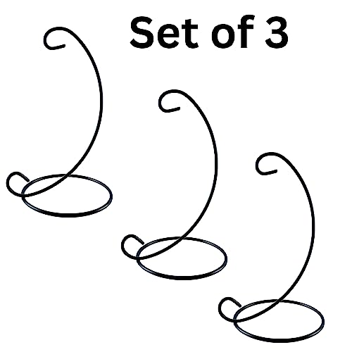 Tall Ornament Display Stands 3 Pack, Black Wrought Iron Style Hanging Stand, 13 Inch Metal Ornament Hangers for Christmas Ornaments, Glass Globes, Terrariums, Lanterns, Air Plants, Keepsakes & Holiday Decor