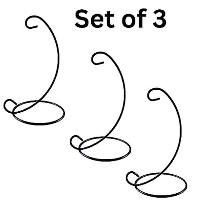 Tall Ornament Display Stands 3 Pack, Black Wrought Iron Style Hanging Stand, 13 Inch Metal Ornament Hangers for Christmas Ornaments, Glass Globes, Terrariums, Lanterns, Air Plants, Keepsakes & Holiday Decor