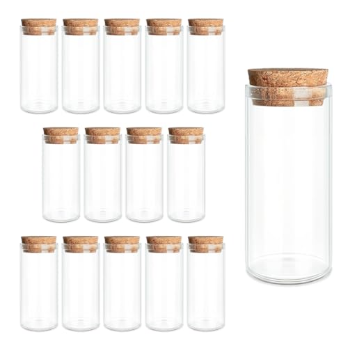 JIUYUE 15-Pack 1.01 oz (30ml) Glass Bottles & Test Tubes with Cork Stoppers - color: 15pcs