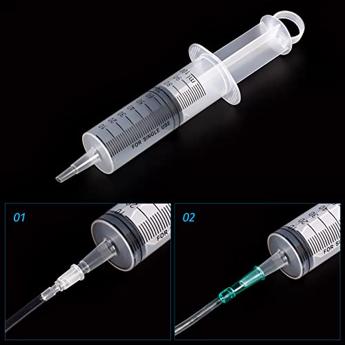 100ml/cc Syringes with Tube 40 Inch Handy Plastic Tubing and Adapter Tip - size: 100ML/CC