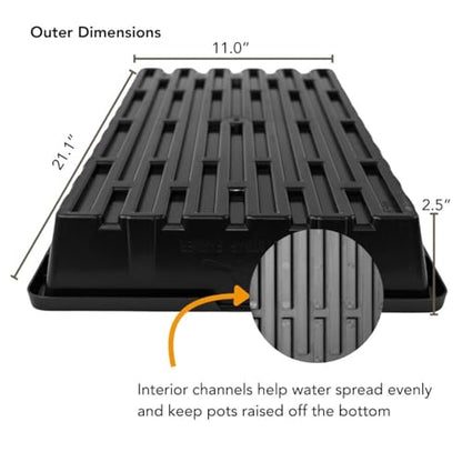 Bootstrap Farmer 5 Pack Seed Starter Trays, 1020 Flat No Holes, Extra Strength 2.0mm Thick Polypropylene for Microgreens & Propagation - color: Black