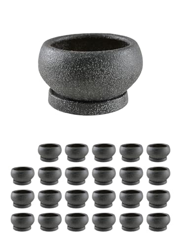 Serene Spaces Living Kuro Ceramic Low Planter with Saucer – Modern Textured Pot for Succulents, Cactus & Indoor Décor, Mini Black Planter, 5" Diameter & 2.9" Tall, Pack of 24 - size: Pack of 24