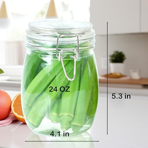 Glass Jar With Airtight Lid 24 OZ 3 Pack Airtight Food Storage Containers Leakproof Wide Mouth Canister For Coffee Beans, Sugar, Canning, Candy, Cereal, Pickle, Cookies, Dried Fruits - size: 24 OZ 3 Pack