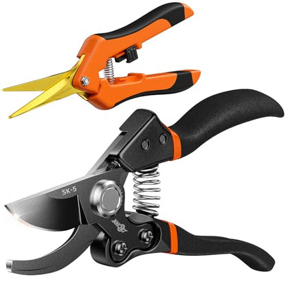 DECERK® Bypass Pruning Shears & Garden Snips for Cutting Stems & Branches