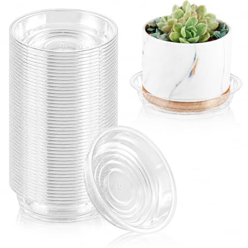 100 Pack 4 Inch Plant Saucer Clear Plant Saucers for Indoors Flower Pot Saucers Small Plants Plate Dish Succulent Pot Saucer Plants Trays for Pots Bulk Plastic Tray for Flower Cactus Nursery Pots - color: Clear, size: 4 inch: 100 pcs