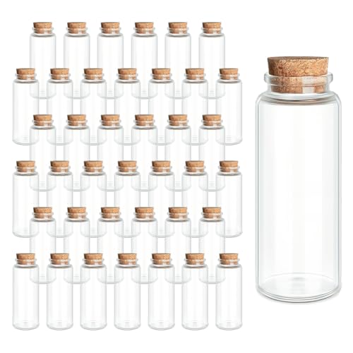 JIUYUE 40-Pack 1.35 oz (40ml) Small Glass Bottles with Cork Stoppers | Small Glass Jars for Spell Bottles, Potion Bottles, DIY Party Favors, Travel Memories & Plant Propagation - color: 40pcs