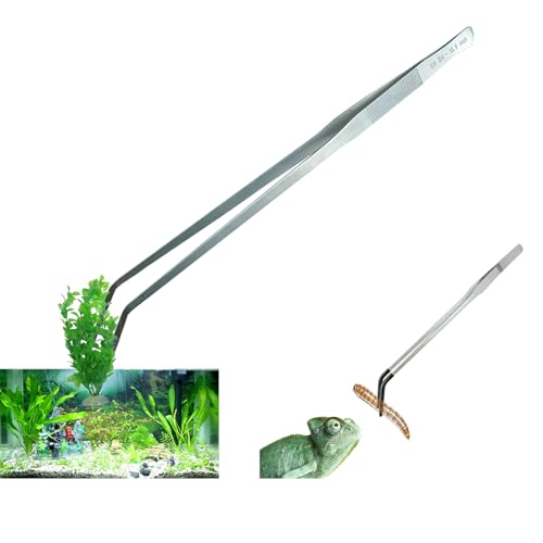 2 Pack Aquarium Tweezers, 18.9 & 10.5 Inch Stainless Steel Feeding Tongs