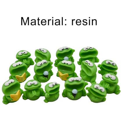15Pcs Mini Resin Green Frogs Figurines - Tiny Big Mouthed Singing Miniatures for Cake Toppers, DIY Dollhouse, Fairy Garden, Moss Landscape, Terrarium Crafts, Home Decor