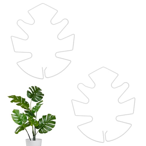 M METERXITY 2-Pack Monstera Plant Support, 7.1x6.3 Iron Plant Stem Support Stakes Stabilizer Grapple Holder for Indoor/Outdoor Climbing Thriving Growth, Turtle Shell Bamboo Clamp [White] - color: White