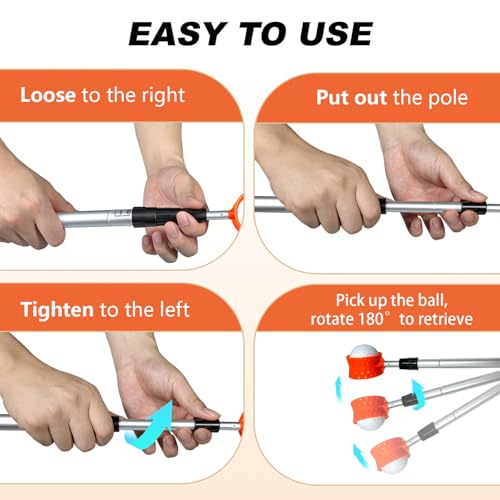 SPEENSUN Golf Ball Retriever, Max 6/9/12/15Ft Lightweight Portable Stainless/Aluminum Alloy Telescopic Golf Ball Grabber for Water, Bushes, Grass and Sand, Golf Accessories Gifts for Men Women - size: 12FT