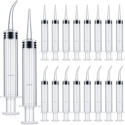 Zhengmy 100 Pcs Dental Syringe, Curved Tip,Without Capacity Scale, 12ml | Irrigation Syringes for Tonsil Stones, Mouthwash Cleaner Use, Curved Tip Reaches Difficult Areas, Capacity Scale for Dosing - style: Curved Tip ,Without Capacity Scale