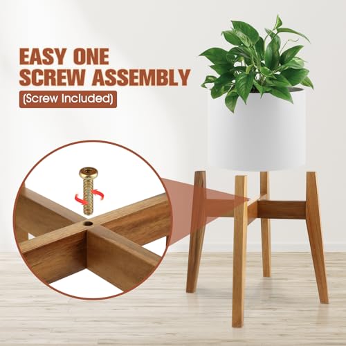 Wooden Plant Stand Indoor, Mid Century Planter Stand, Acacia Wood, 11 Inch | Furniture-grade acacia wood plant stand with sturdy construction for 11" pots. Pot not included - color: 11" acacia wood