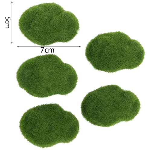 5Pcs Artificial Moss Rocks Green Moss Stones for Garden Crafting Simulation Crafts Foam Fake Rock DIY Landscape Decor 5x7cm
