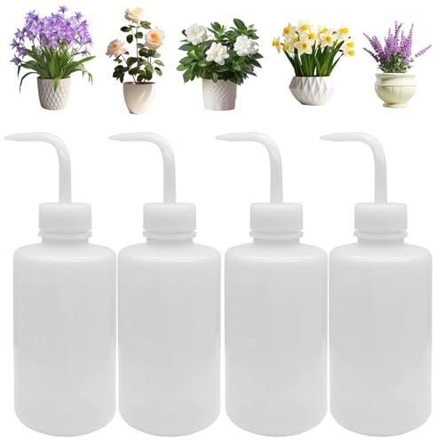 Wash Bottle 4 Pack 250ml Squeeze Bottles, White | Visible Scale, Leak-Proof, Tattoo Cleaning, Eyelash Extensions, Precise Liquid Control - color: White