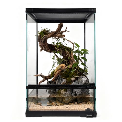 11 Gallon Tall Reptile Glass Tank 12"x12"x18" with Drainage Hole - Pre-Assembled Vertical Reptile Cage Enclosure for Arboreal Geckos,Chameleon,Lizard,Tree Frog and Snake - size: 12*12*18inch with drainage hole