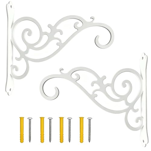 2 Pack Metal Hanging Planter Bracket - color: White-8in