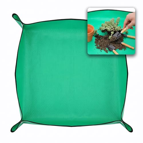 39.4 x 29.5 Inch Repotting Mat for Indoor Plants - Waterproof Potting Tray, Mess Control Planting Mat - Green PE