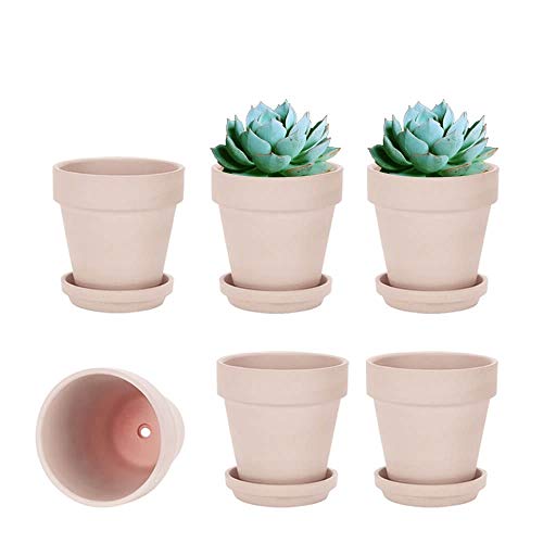 vensovo 4 Inch Pink Terracotta & Clay Pots with Saucer, 6 Pack - color: Pink