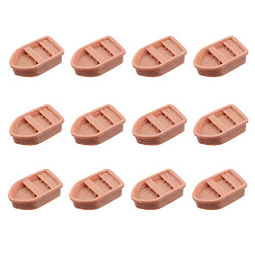 NUOBESTY 12Pcs Miniature Boat Figurines for Fairy Garden Accessories, Plastic Mini Rowboats for Dollhouse Decor, Small Toy Boats for Micro Landscape Terrarium Cake Topper DIY Craft - size: 3.30X2.00X1.00CM