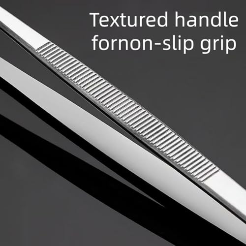 10-Inch Fine-Tip Kitchen Tweezers Tongs, Extra-Long Stainless Steel Cooking Tweezers Dishwasher Safe for Grilling, Baking & Food Prep (2 Parks 10In BBQ Tongs w/Hook) - color: 2 Parks 10in Bbq Tongs W/Hook