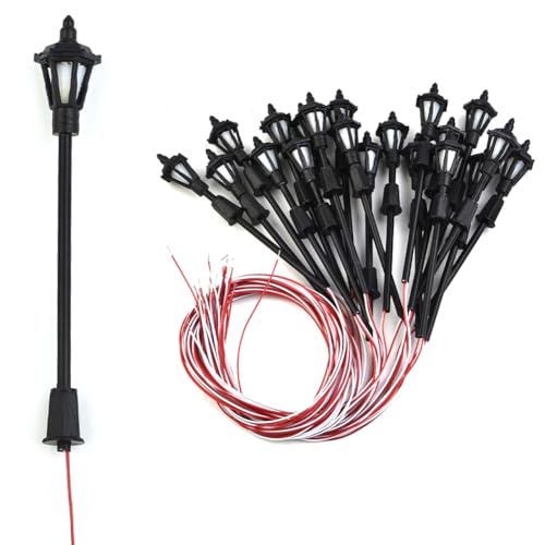 20 Pack Model Street Lights, 1:150 Scale, 65mm White LED Lamps